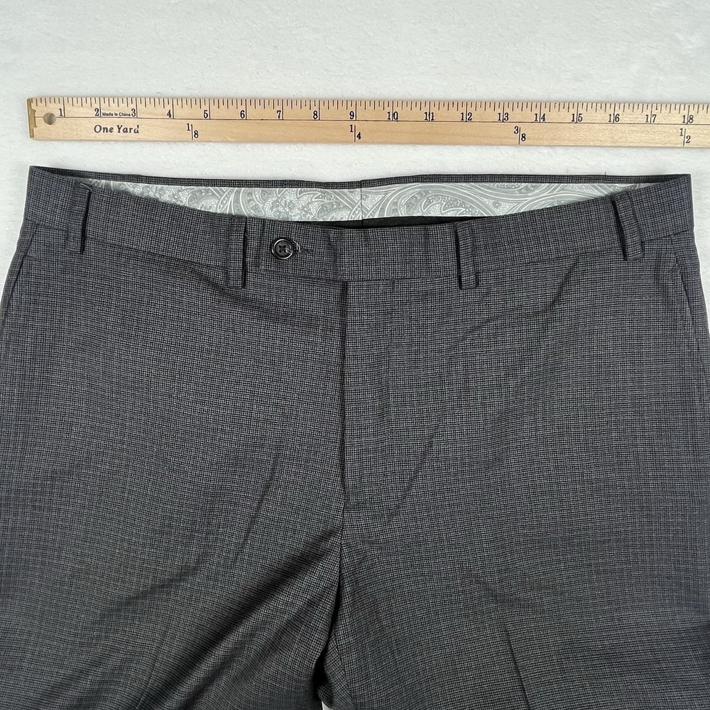 Ralph Lauren Dress Pants Mens Size 36x30 Gray Houndstooth Polyester Chino Slacks - Picture 5 of 8